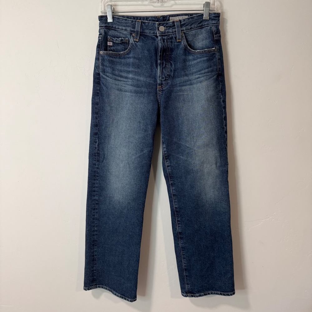 AG Womens Kinsley High-Rise Pop Crop Jeans 28 Blue Contour 360 Denim Button‎ Fly